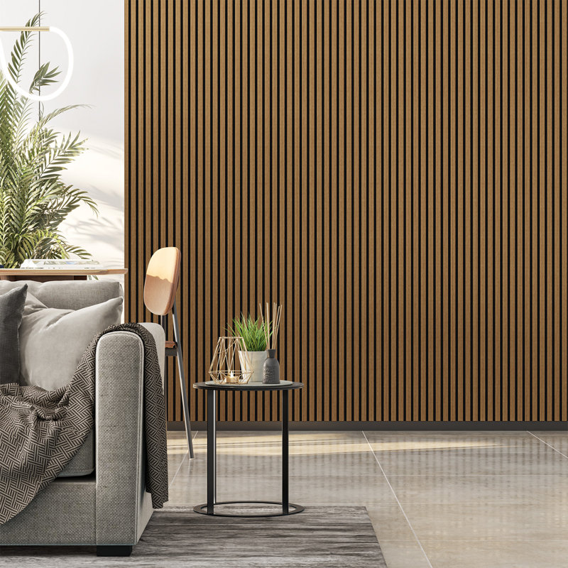 2 panneaux de lattes en bois insonorisées / insonorisées 3D de 106 x 20,5 po (ensemble de 2 / 30,2 pieds carrés)