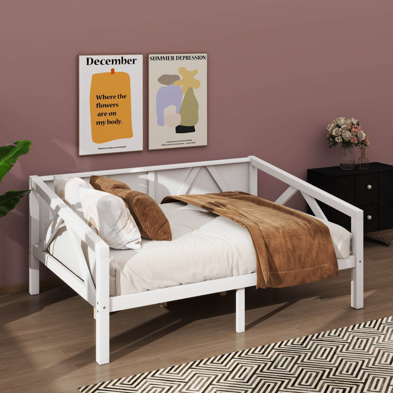 Contemporary Minimalist-Design Daybed Idea, White, Full