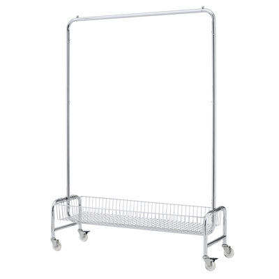 Garment Rack With Basket On Wheels Rolling Clothes Rack For Hanging Clothes Heavy Duty Garment Rack,2 Pcs In One Carton