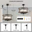 Lustre cylindrique 4 lumières de style industriel de 20 pouces avec abat-jour cylindrique en verre transparent, semi-encastré convertible-575557323