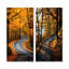 Passerelle Autumn Road Into The Forest I - ensemble de 2 décorations murales en métal Road-1824239112