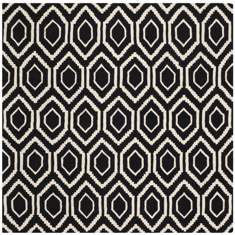 Deedie Hand Tufted Wool Geometric Rug, Square 7'