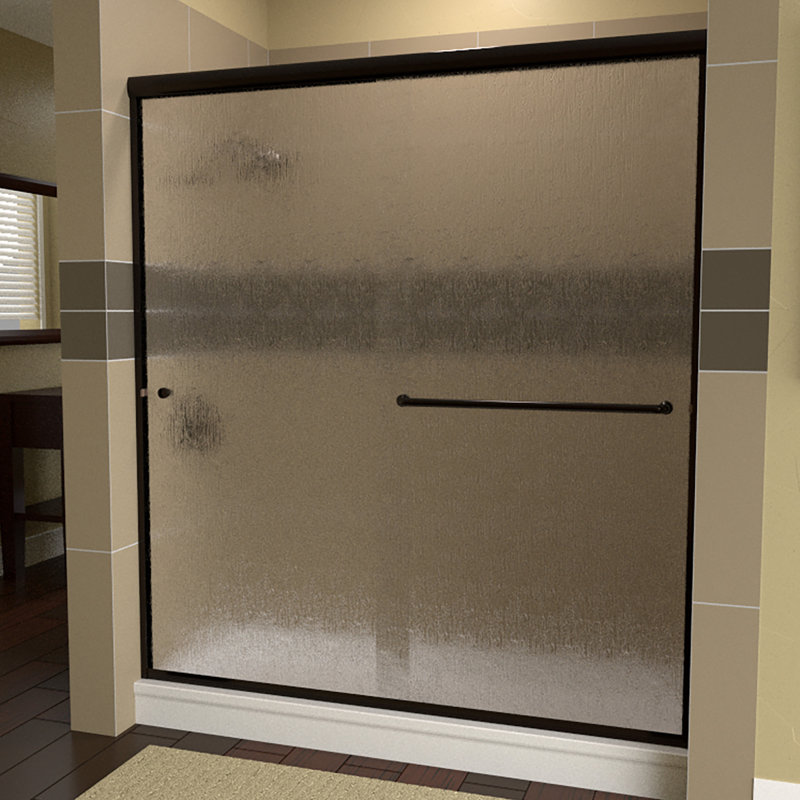 Porte de douche sans cadre Leser l 54 "x H 70,38", Left Opening, Bronze huilé anodisé