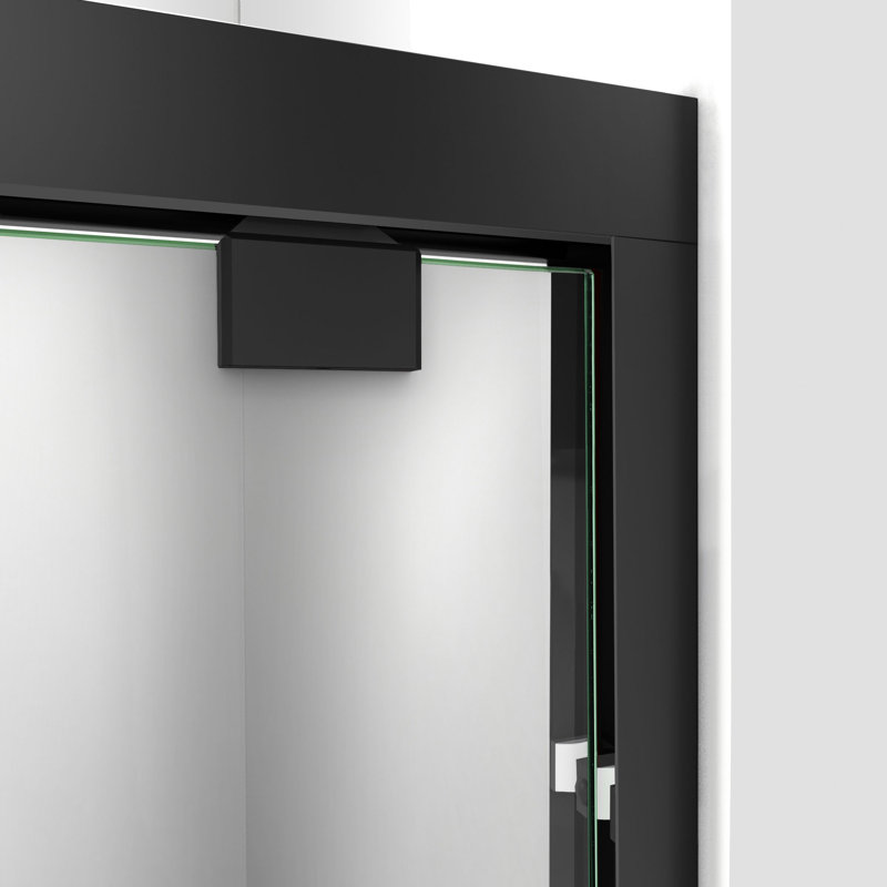 Encore 78.75" H Semi-frameless Sliding Shower Enclosure, Matte Black/Black, Right