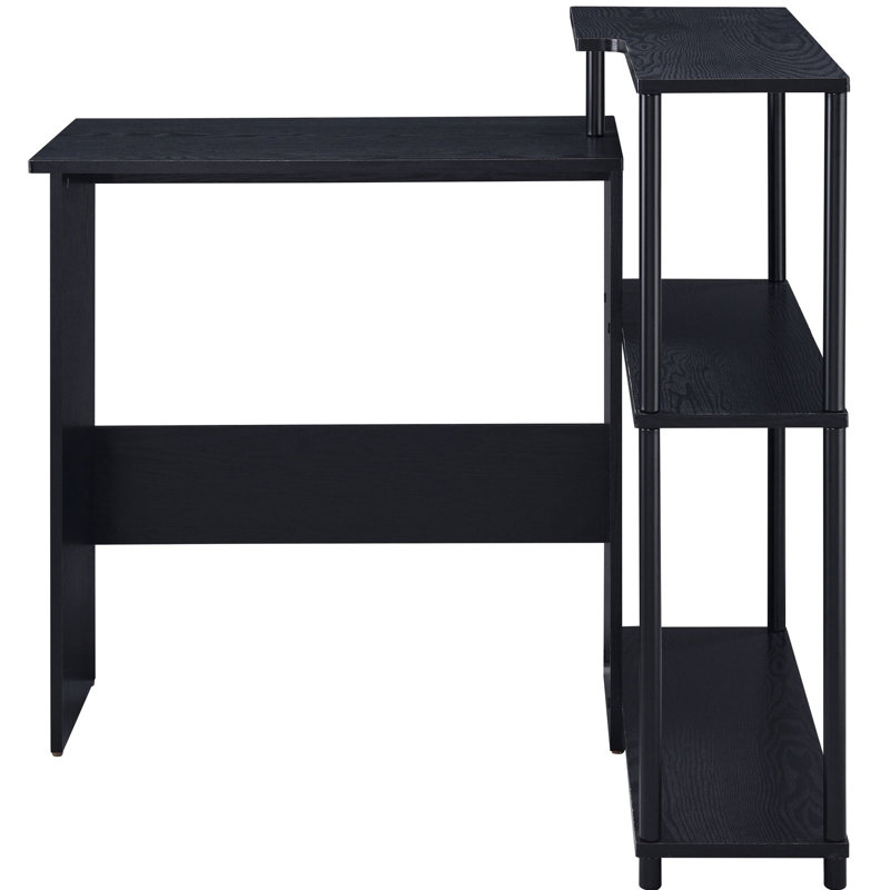 Bureau ergonomique avec tablette latérale et bibliothèque compacte pour bureau, Gris