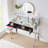 33.9" Mirrored Makeup Vanity Desk with Mirror and Lights, Mirrored Console Vanity Table with 2 Big Drawers & Open Shelf, Dressing Table with Charging Station for Bedroom, Silver