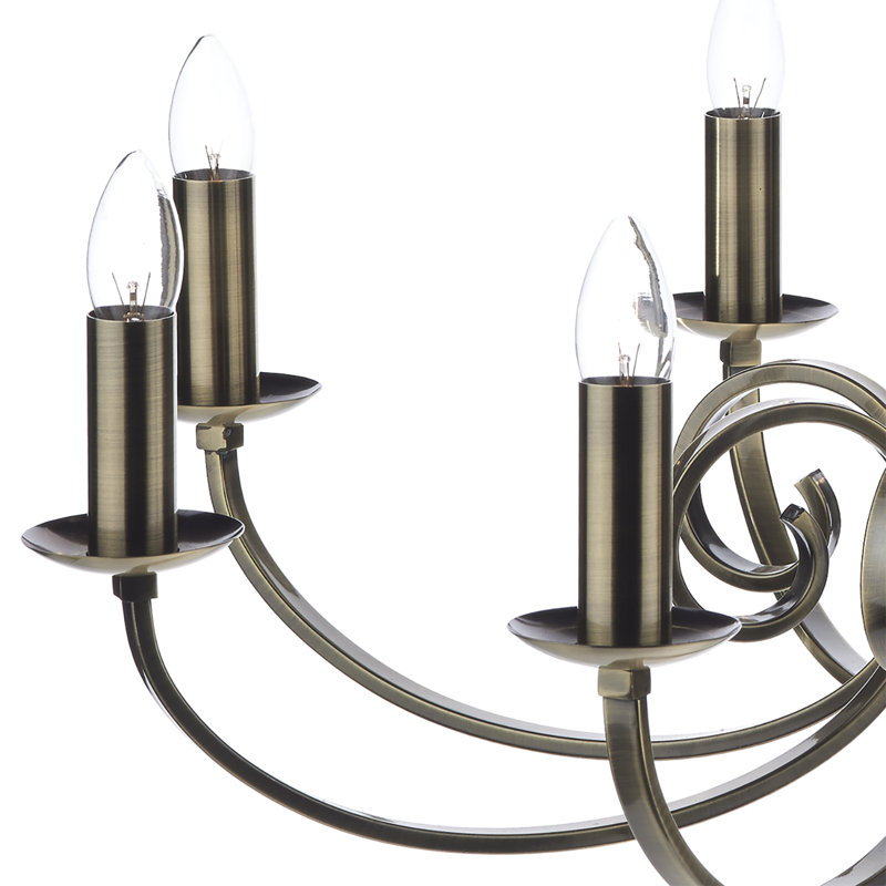 Ameche 8 - Light Candle Style Chandelier, Antique Brass