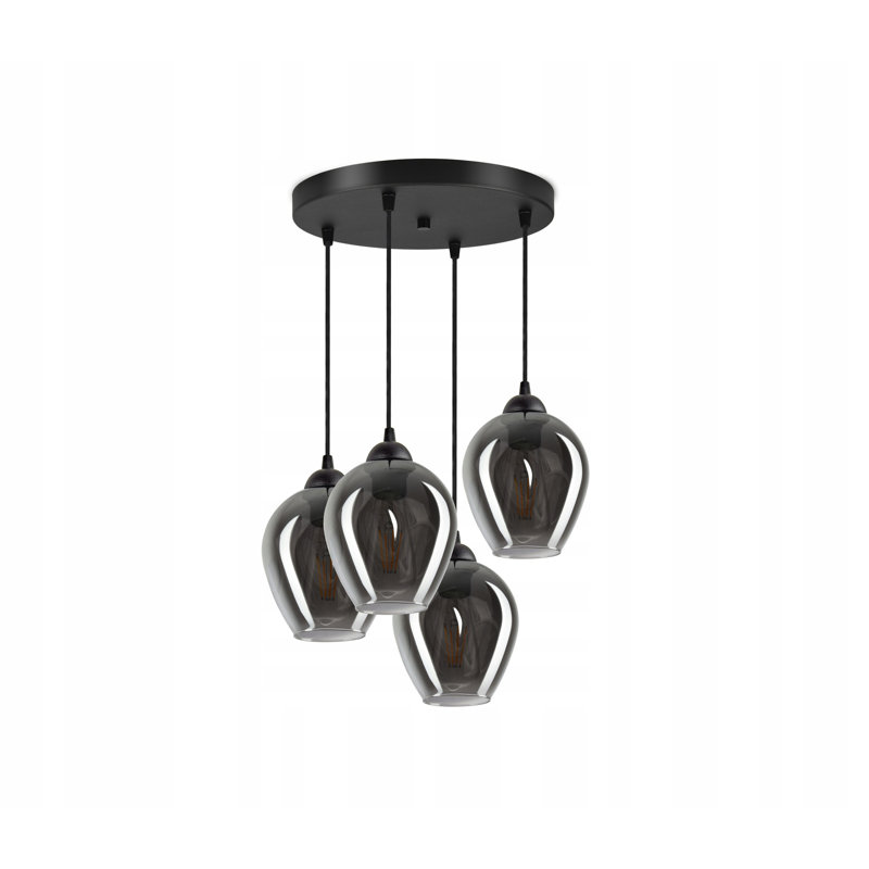Thame 4 - Light Black Cluster Pendant, Graphite