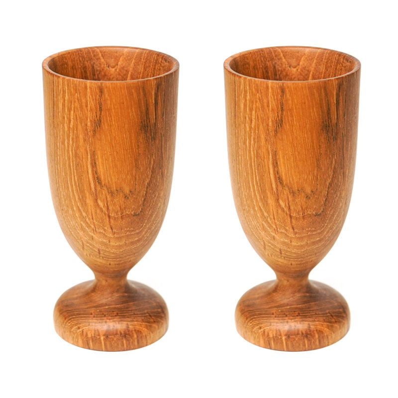 10 oz Verre à vin simple en bois de teck, 2