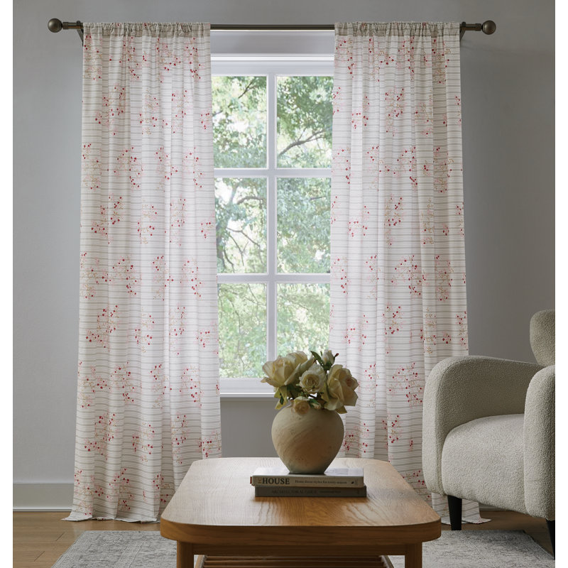  Paire de rideaux à motif floral Emma, Rose, 50" W x 84" L