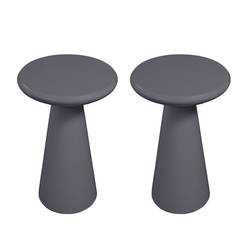 Ensemble de 2 tables d'appoint rondes en oxyde de magnésium rond Verdier (ensemble de 2), Gris