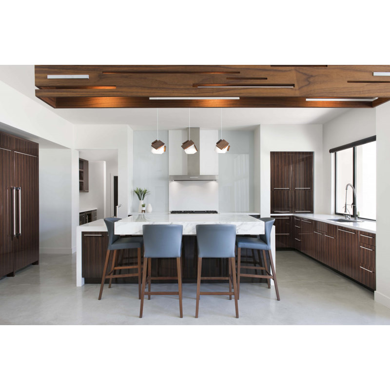 Mica 1 - Light LED Pendant, Dark Stained Walnut, 3500K (Cool)