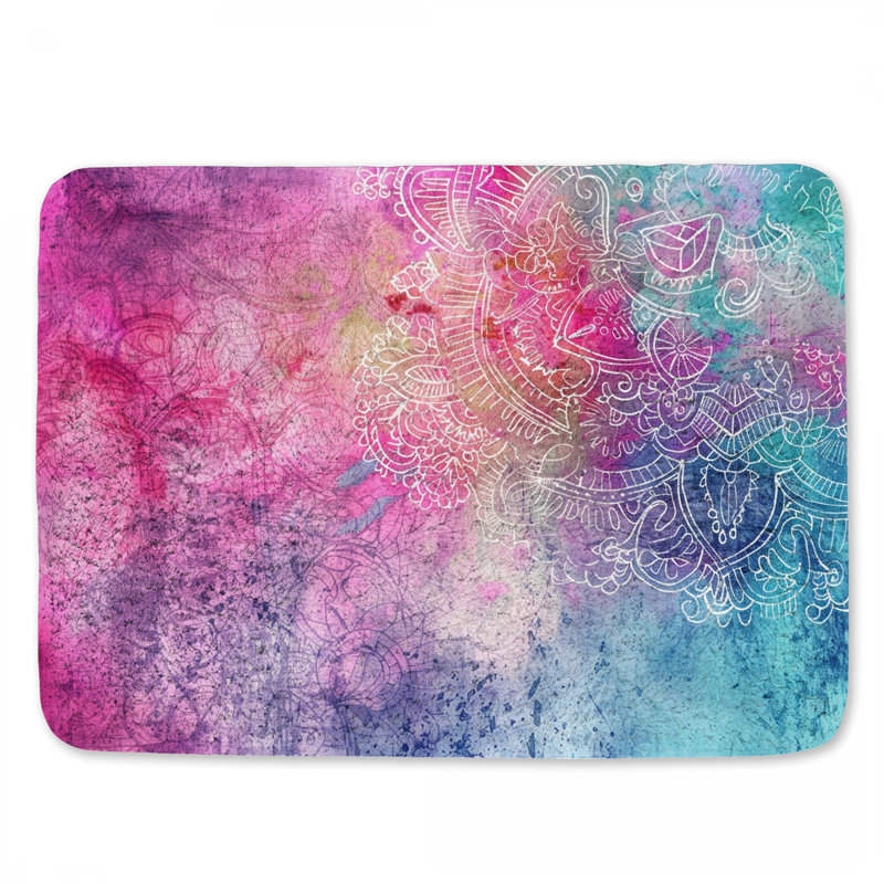 Mandala Bath Mat Geometric Bathroom Decor Eclectic, 24" L x 17" W