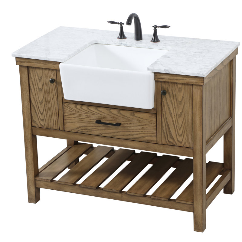 Ensemble de meuble-lavabo simple 42 po Pelaghia, Bois flottant