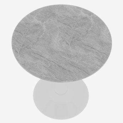 Mid-Century Modern Round Marble Coffee/Dining Table, 27.6-Inch White, Seats 2-4 | Gift Idea
