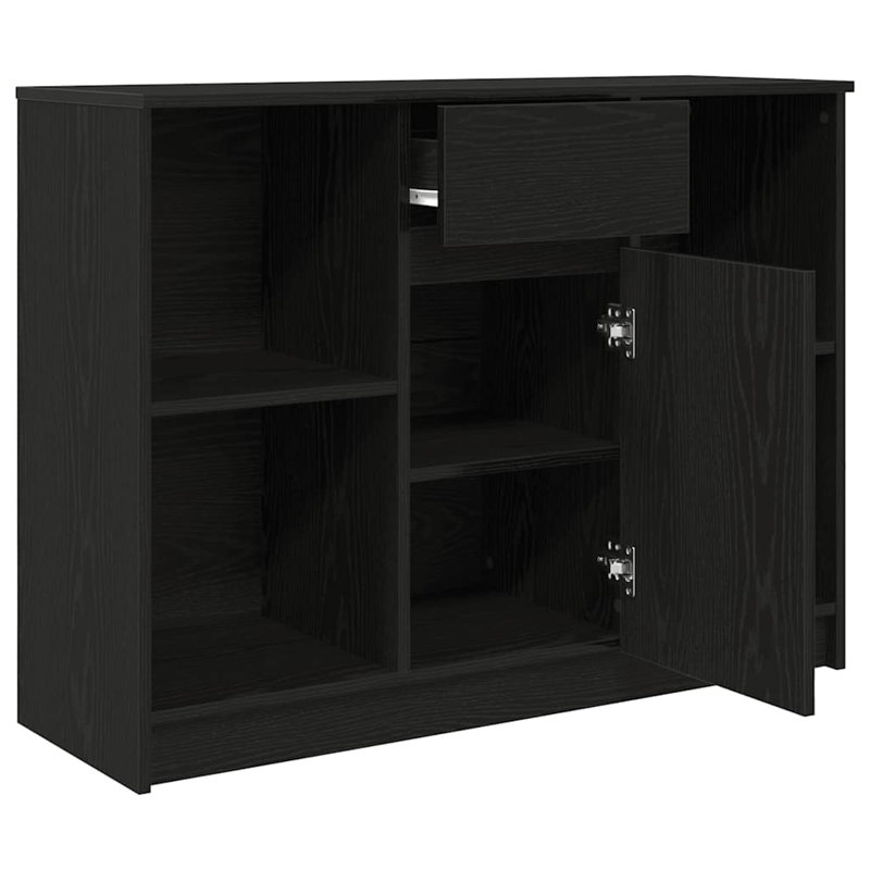 Sideboard With Drawer 101X35x76 Cm Engineered Wood, Black Oak