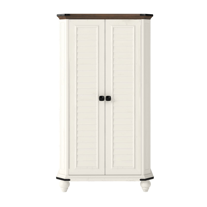 Farmhouse 45" H Storage Cabine With 2 Shutter Doors & 4 Shelves