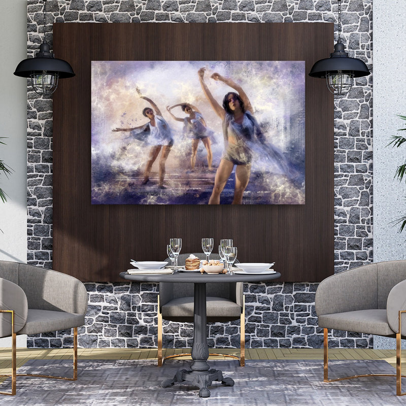 Affiche murale abstraite contemporaine et élégante représentant des danseuses gracieuses, H 40 po x l 60 po