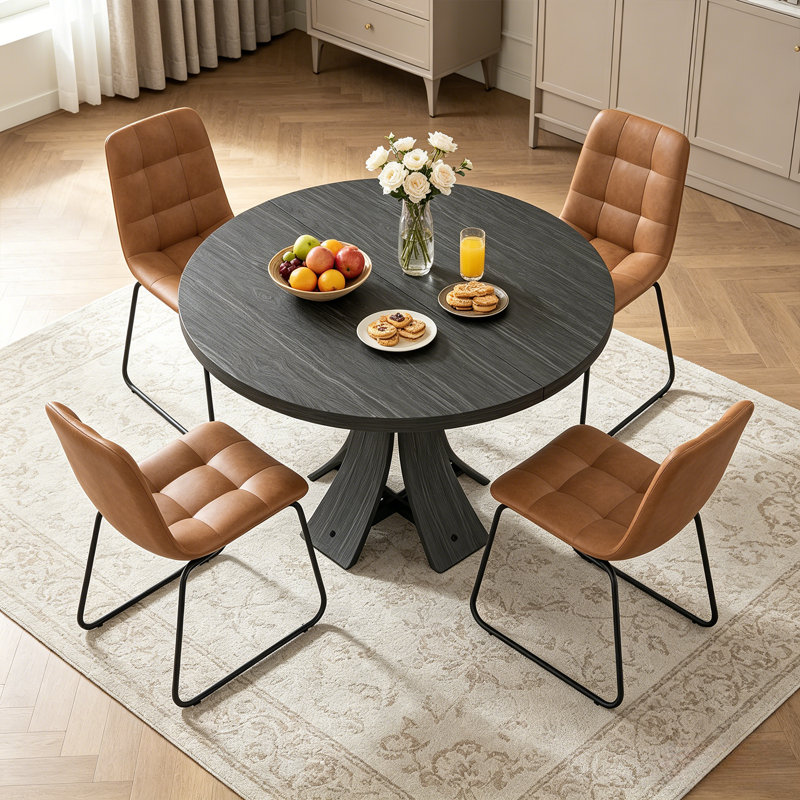 Ensemble de table de salle à manger 5 pièces, ensemble de table de cuisine moderne Mid-Century 43,4 po avec 4 chaises rembourrées, pour la salle à manger de cuisine