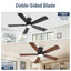 Ventilateur de plafond encastré à 5 pales de 46 po Cissline avec lumières à DEL et télécommande pour pièce / chambre à coucher / salon de taille moyenne-663531175-663531174