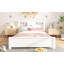 Base de lit plateforme simple avec tête de lit, base de lit plateforme en bois massif, lit de plancher avec lattes de support, blanc