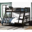 Lit simple superposé au-dessus d'un lit double, brun foncé classique, structure en bois, garde-corps sur le dessus, lit superposé, sans sommier, composition de 300 lb par lit, sommier tapissier, convient à la chambre à coucher-667391989-667391991