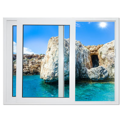 « open window to rocky ocean », reproduction d’impression sur toile tendue