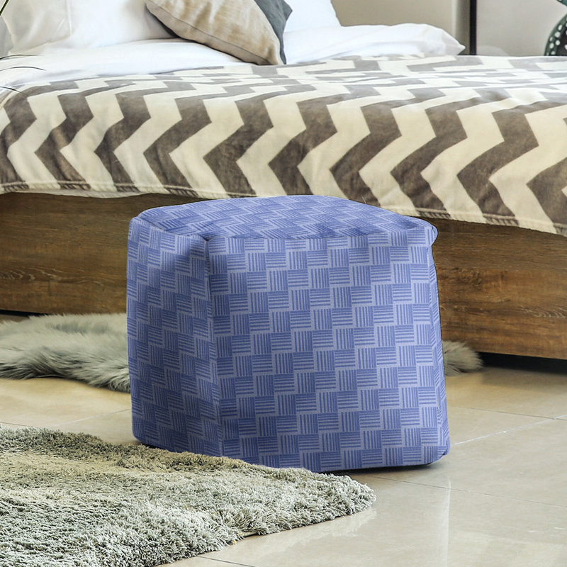 Repose-pieds cubique à rayures classic basketweave, Bleu