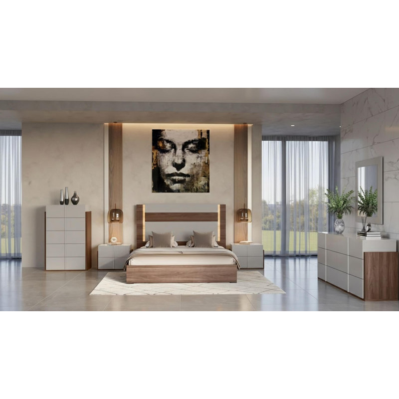 Aryna 5 Piece Collection Beige Bedroom King, Beige, King