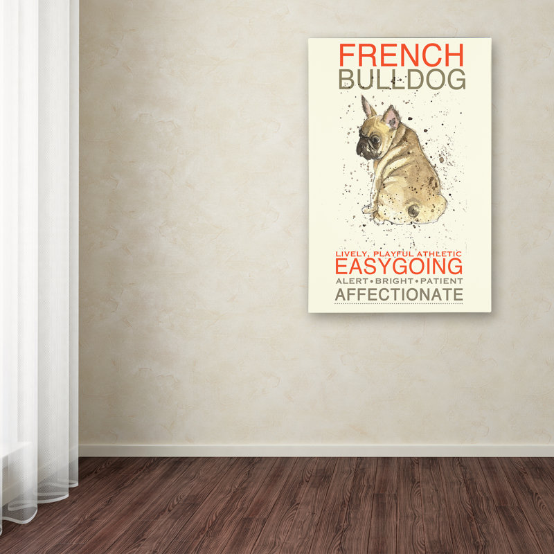 French Bulldog Print on Beige Canvas with Hidden Frame