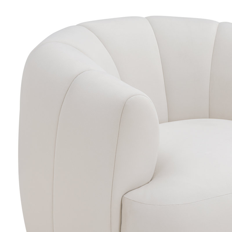 Fauteuil d'appoint pivotant en velours crème Jasmine, Velours crème