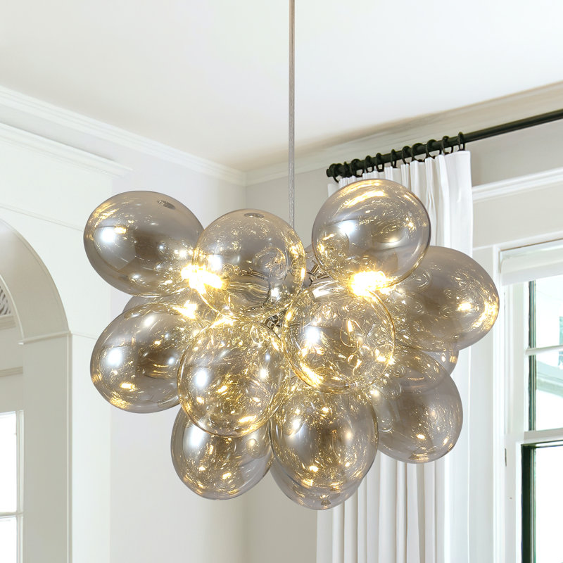3 - Light Dimmable Glass Globe Chandelier