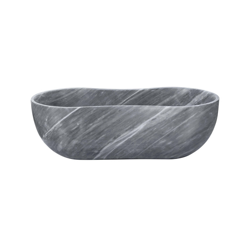 Bathroom Vessel Sink, Semi-Polished Surface, Natural Stone, Genuine Marble, Real Marble, Gray