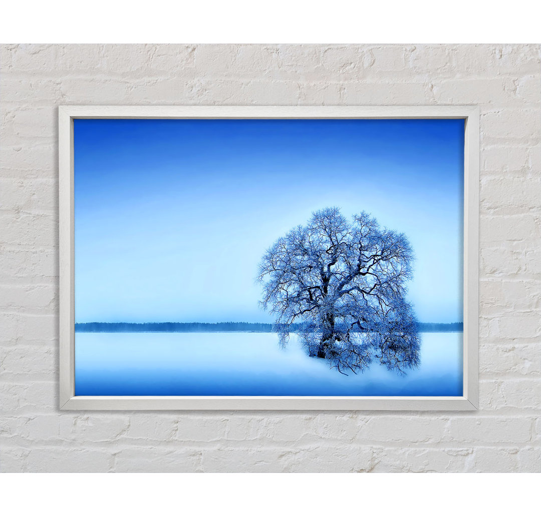 Blauer Winterbaum - Einzelner Bilderrahmen Kunstdrucke auf Leinwand