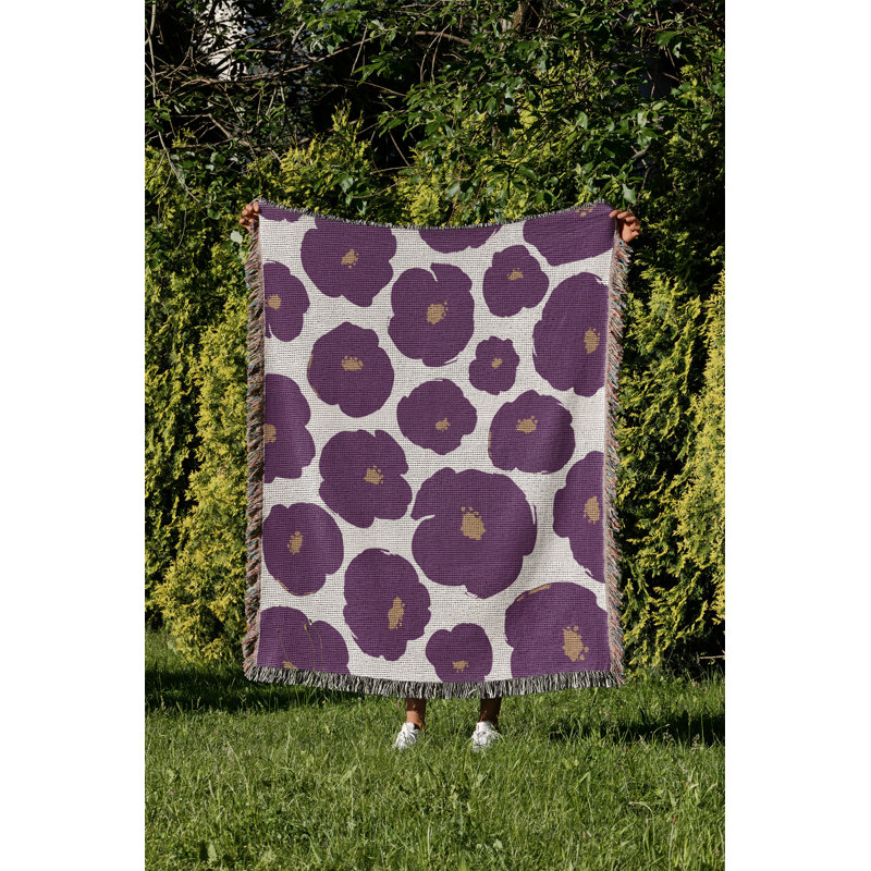 Jeté en coton Poppi, Violet, 60 x 60