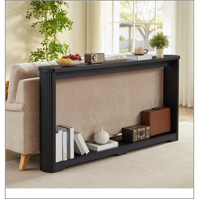 70.1"corrugated texture storage table for entranceways, narrow wooden console sofa table, can be placed behind the sofa, suitable for entranceways, corridors, and front door