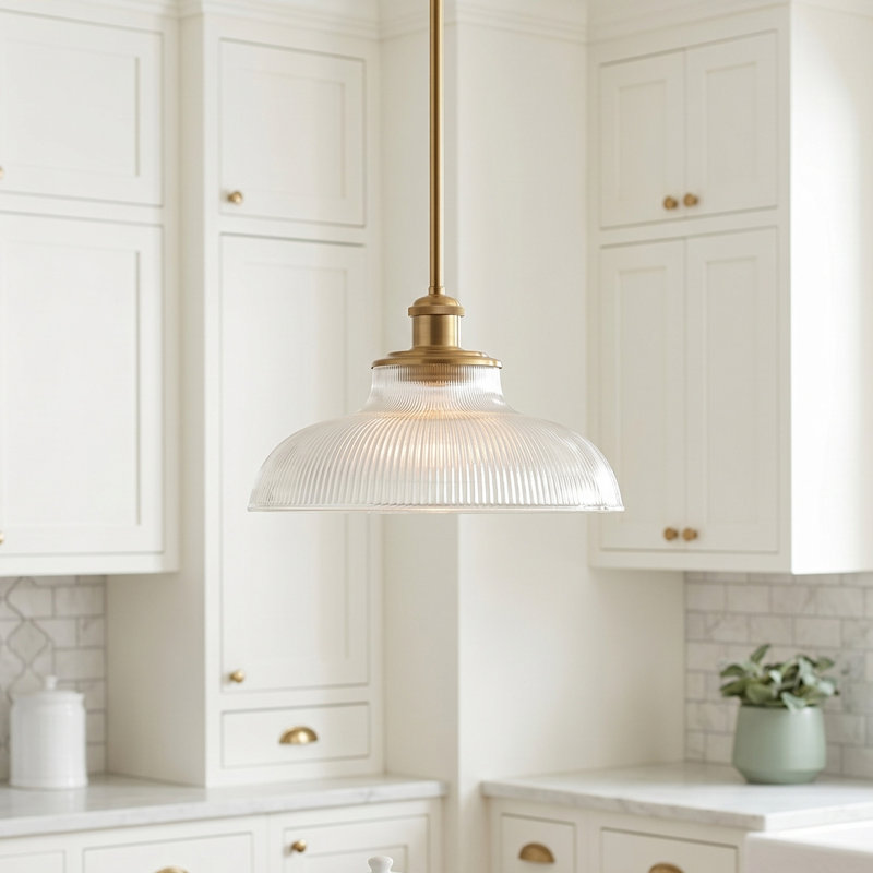 Luminaire suspendu bol en verre à 1 lumière, Doré