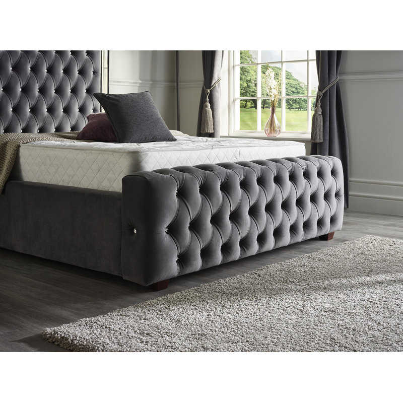 Kaleb Upholstered Bed, Super King (6'), Plush Steel