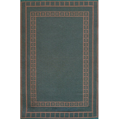 Border Outdoor Mat, Blue & White, Reversible Mat For Patio, Porch, Deck, Floor Matt