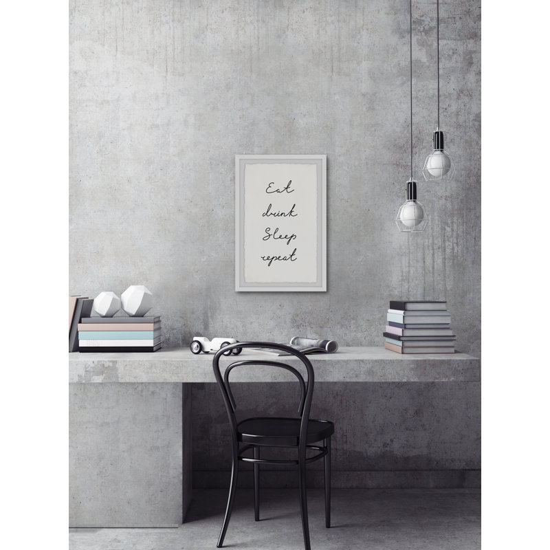 Eat Drink Sleep Repeat - Single Picture Frame Print, 30cm H x 20cm W x 3.81cm D