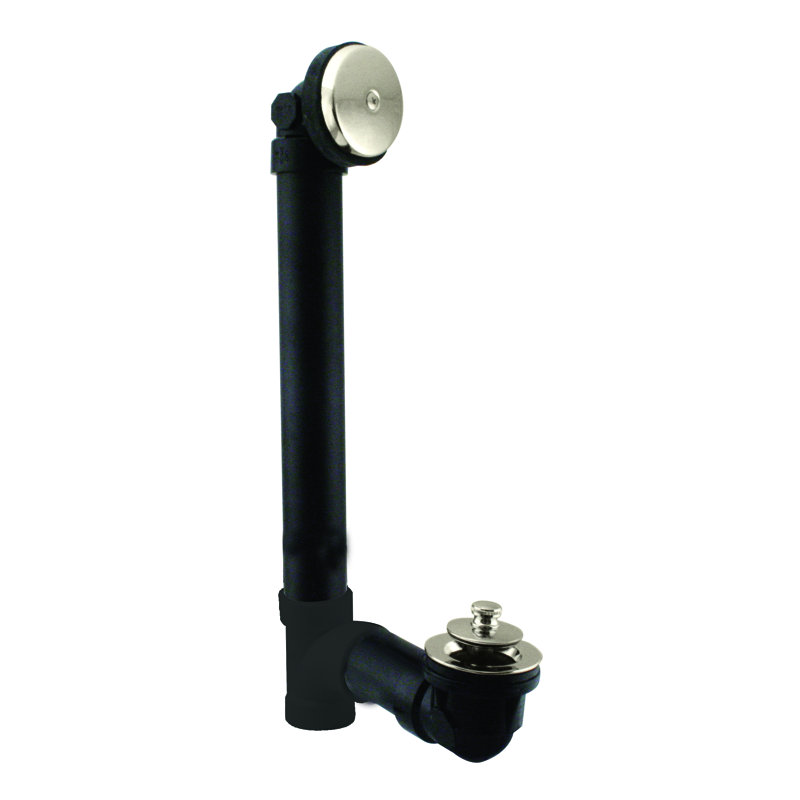Twist and Close ABS Leg Tub Drain With 2-Hole Overflow, Polished Nickel