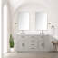 Meuble-lavabo double en chêne 60 po X P 22 po D, plateau en quartz blanc et ensemble de robinet-222219632-222219633-222219637