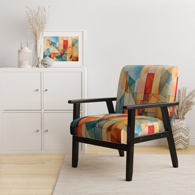 Chaise d'appoint et fauteuil moderne Cubism Experiment With Minimalist I - Paysages rembourrés, Accoudoirs carrés noirs