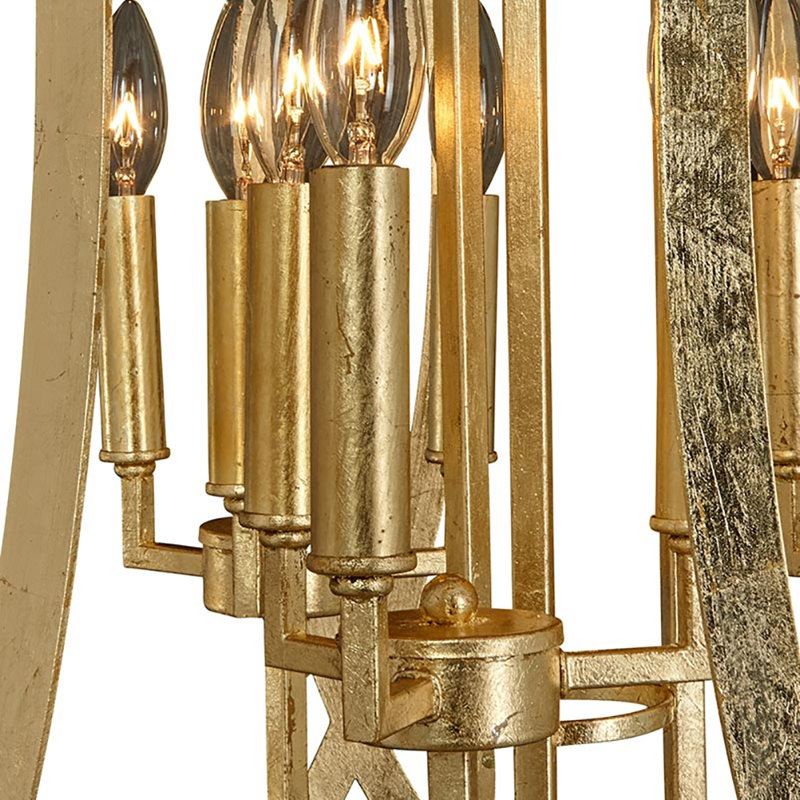 New Orleans 9 - Light Candle Style Drum Chandelier, Gold Leaf