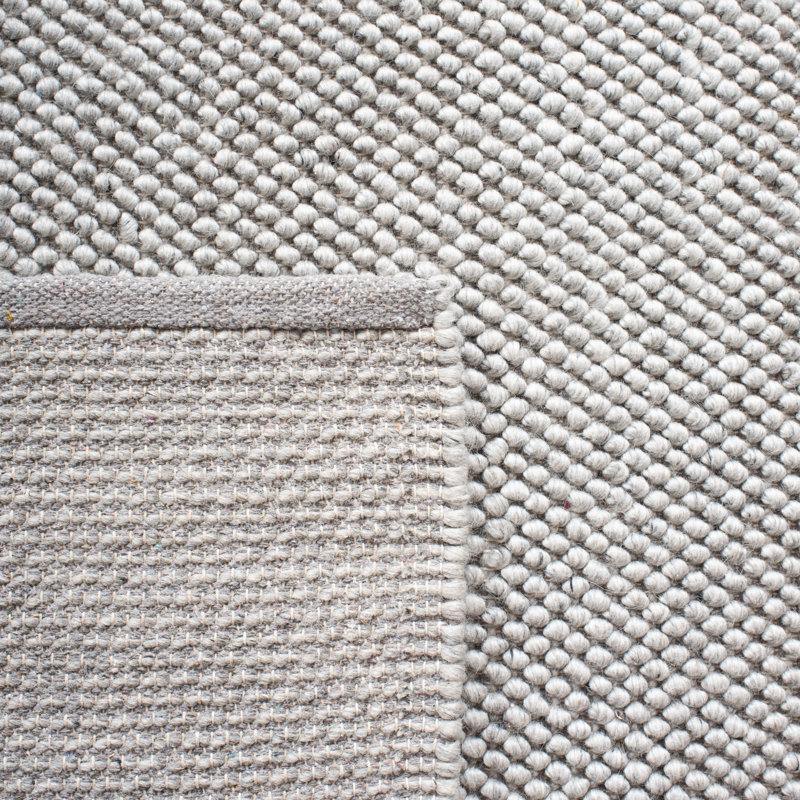 Tapis argenté en laine touffeté à la main Almus, Tapis de couloir 2 pi 3 po x 9 pi