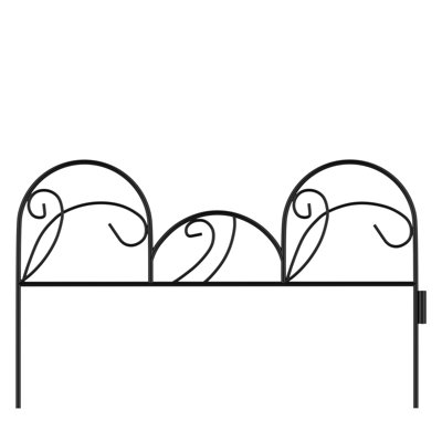 Metal Garden Fencing- Set of 5 Panels of Mimosa Decorative Edging Flower Beds & Landscaping- Interlocking, Flexible Design in Black by Pure Garden