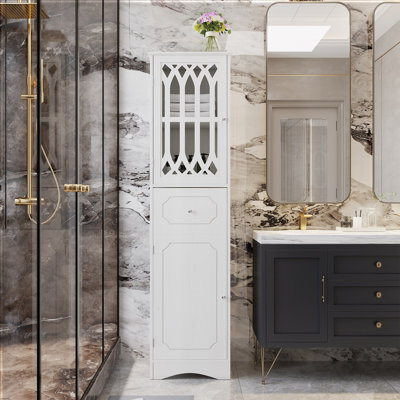 Grande armoire de rangement autoportante avec tiroir et portes Danielys