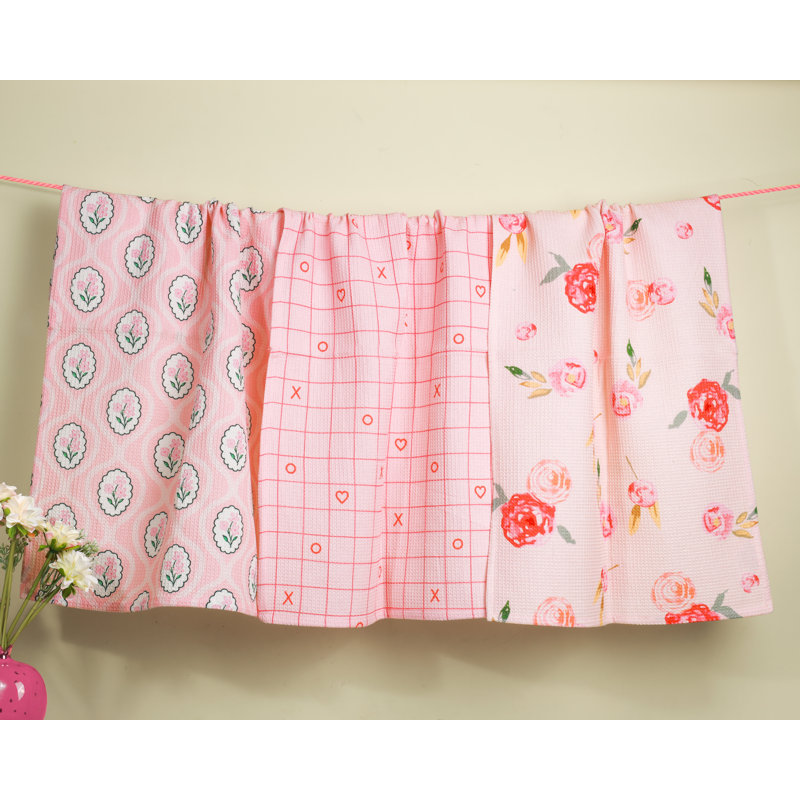 Ensemble de serviettes de cuisine en coton Rosy Whimsy