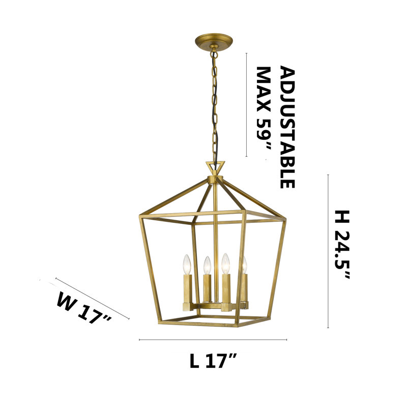 Lustre en métal doré 4 lumières