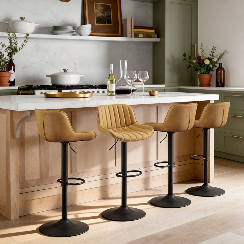 Tabouret pivotant à hauteur réglable, Jaune